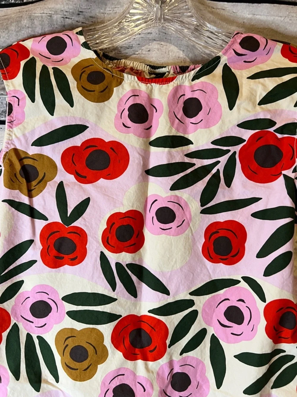 Uniqlo Marimekko Pink Floral Sleeveless Shift Dress 100% Cotton Size 140 Flowers